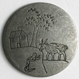 Пуговица, размер 25мм, металл, состаренное олово, Dill, 350273/25-12
